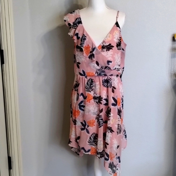 a new day Pink and Blue floral asymmetrical Dress Size Large - Picture 1 of 10